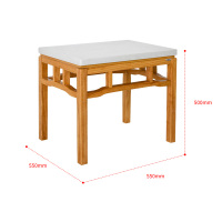 宏绮家具 定制原木茶几 大理石台面 方几 550*550*500 个