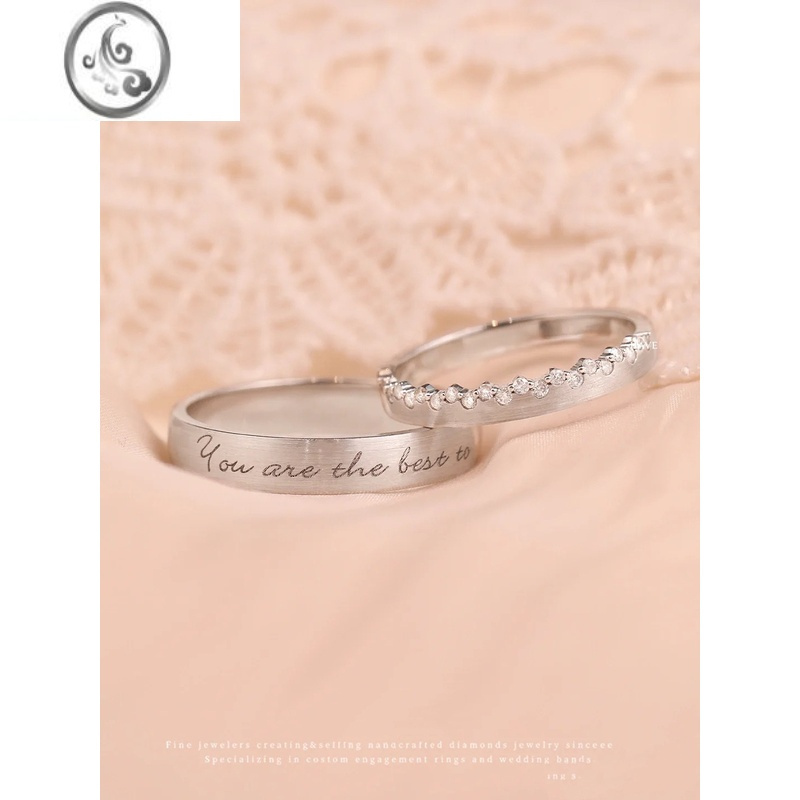 jimis999银银戒指男女一对情侣款足银对戒开口设计刻字节日礼物送女友