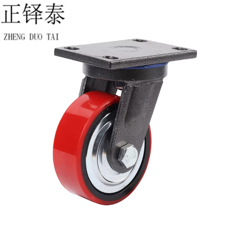 正铎泰 重型铁芯聚氨酯轮 万向轮4寸100mm /个高清大图