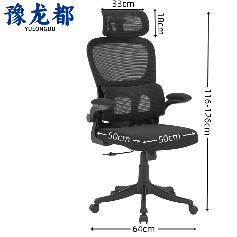 豫龙都 人体工学椅黑色 把高清大图