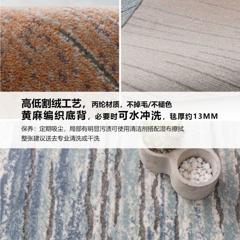 美帮汇生活ins客厅地毯卧室地垫现代简约样板房设计师茶几毯可水洗图片