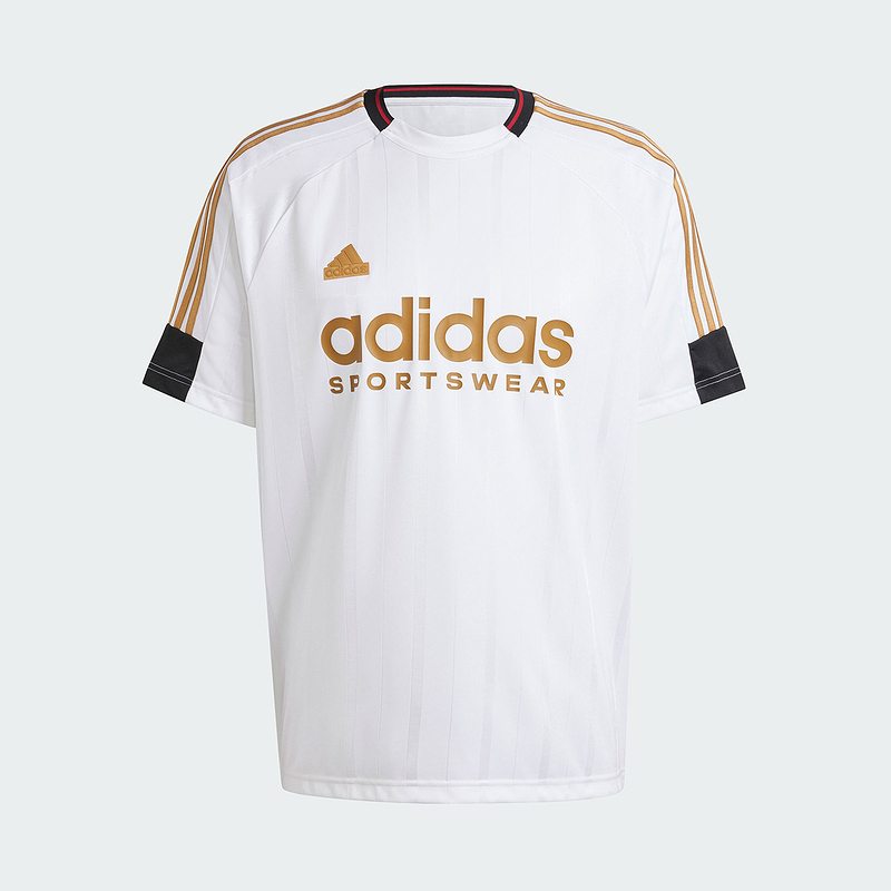 adidas阿迪达斯短袖2024男条纹印花足球衫风格运动训练T恤IW8867