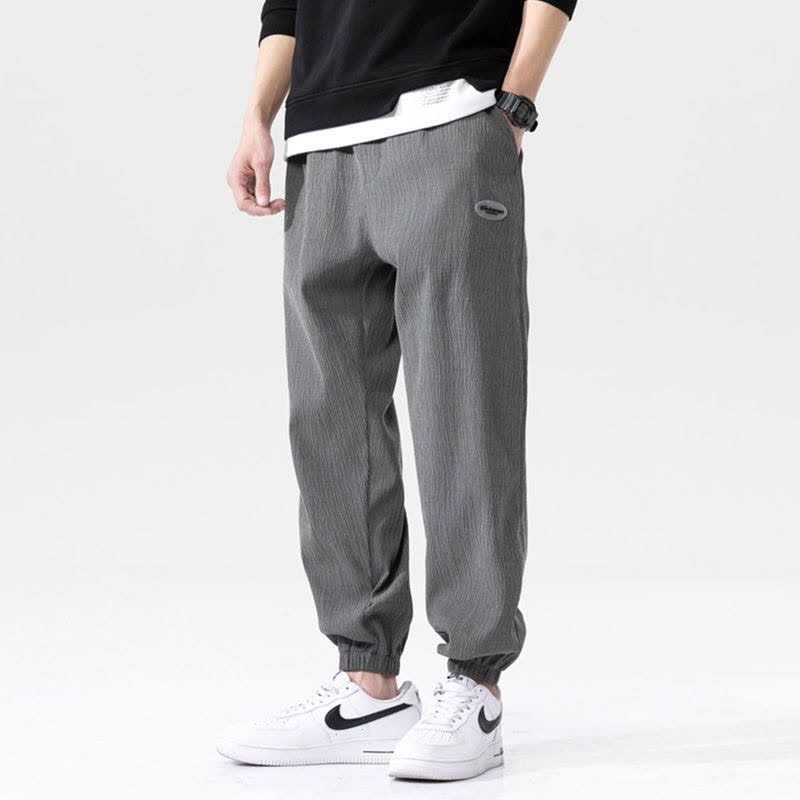 真维斯日系亚麻休闲裤男2022夏季薄款宽松百搭束脚裤外穿九分裤潮图片