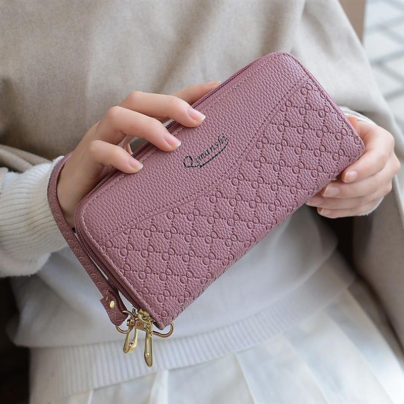 派尼美特钱包女长款简约时尚女士手拿包大容量双拉链手机包卡包视频