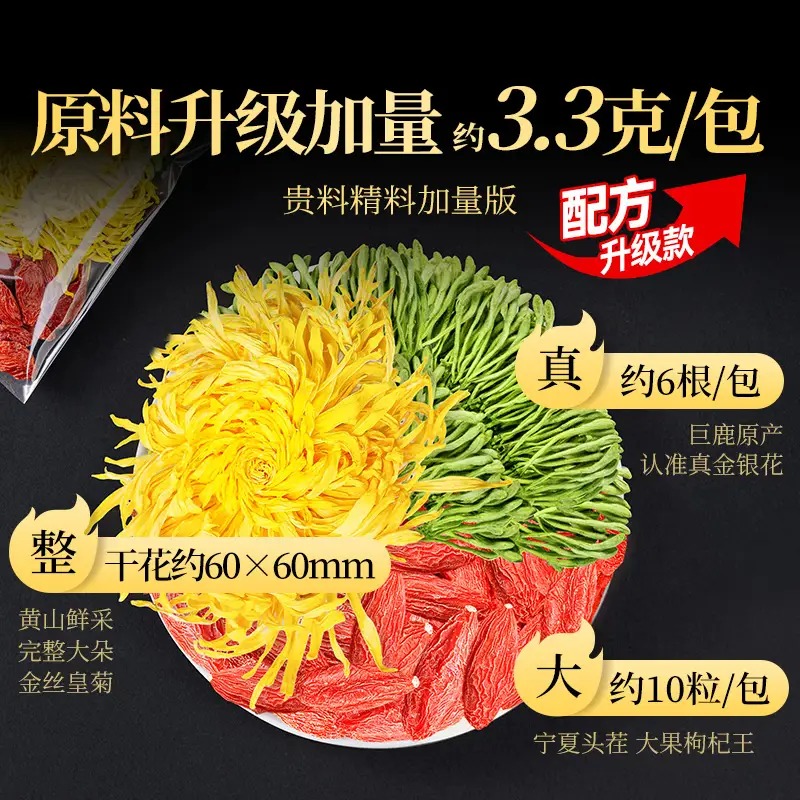 贡苑-66g金丝皇菊金银花枸杞王[20包]高清大图