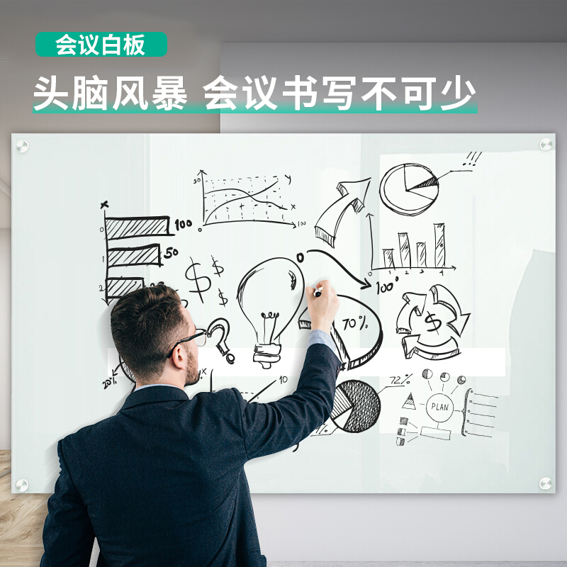 得力玻璃白板8736
