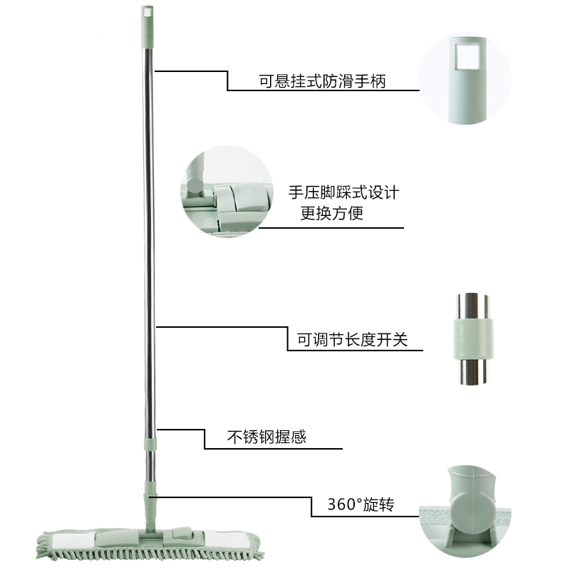 优思居雪尼尔平板拖把家用清洁平拖木地板拖把擦玻璃瓷砖地板拖_1高清大图
