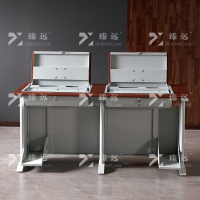 臻远 ZY4012423 隐藏式翻转电脑桌培训桌办公桌C款双人位