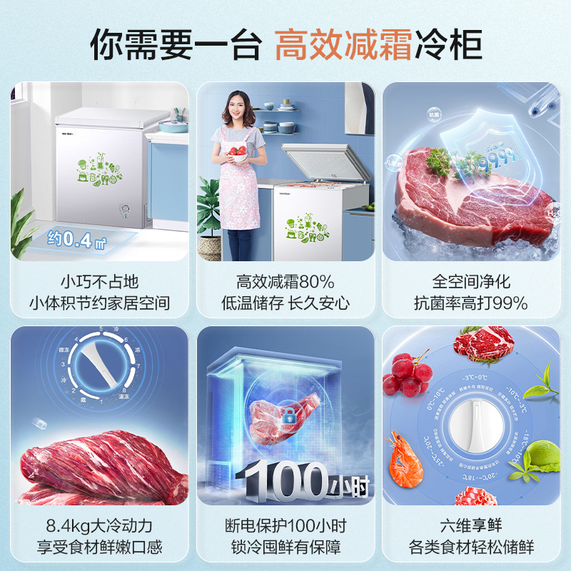 容声(Ronshen)145升小型迷你冰柜家用冷藏冷冻转换单温卧式冷柜 一级能效节能省电底噪BD/BC-145MB