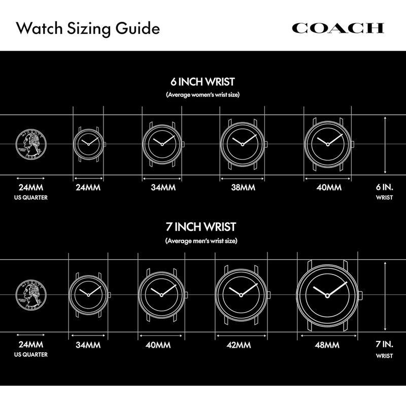 COACH经典商务防水石英表男女士款不锈钢镀银镶钻时尚腕表