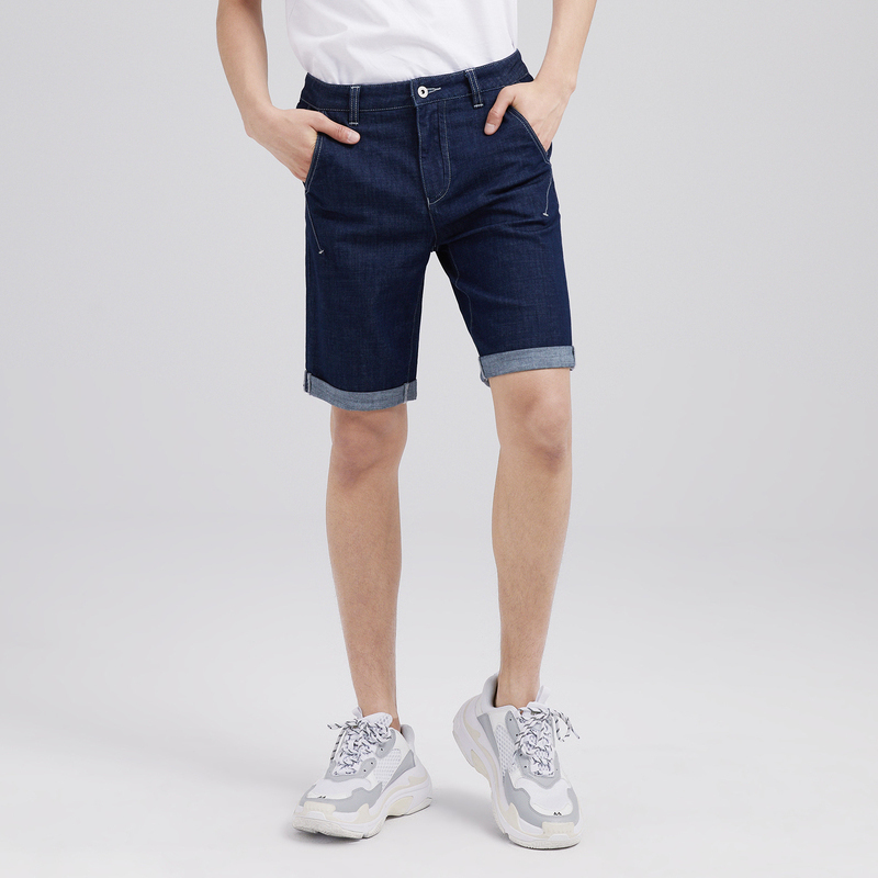 在仓库中gxg男装夏季时尚潮流蓝色牛仔短裤五分裤短裤男182825205