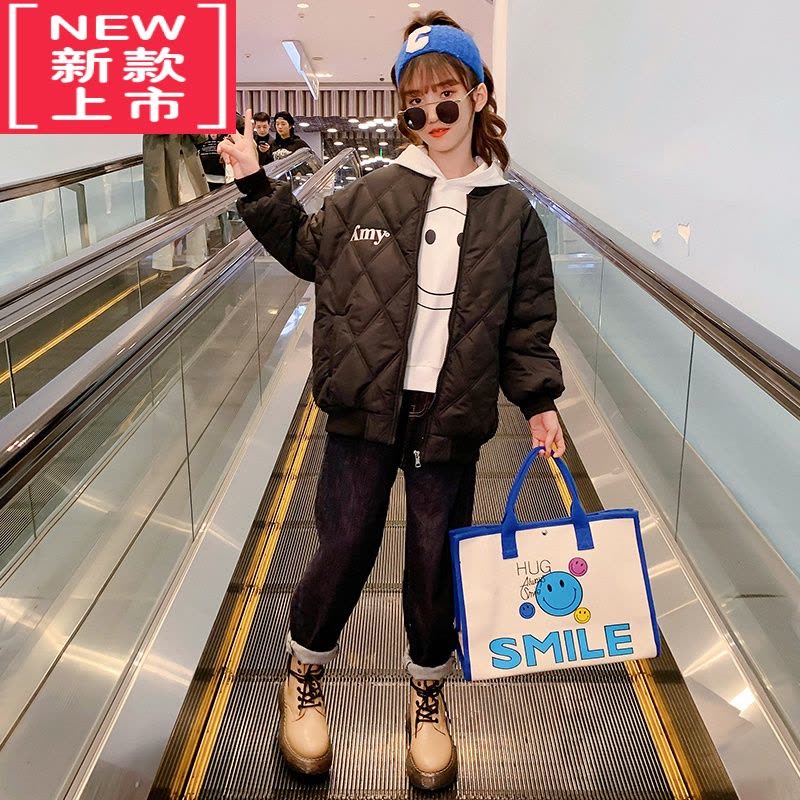 可莉允女童加棉外套冬装2022新款洋气儿童装时髦棉服女孩加厚棒球服冬季图片
