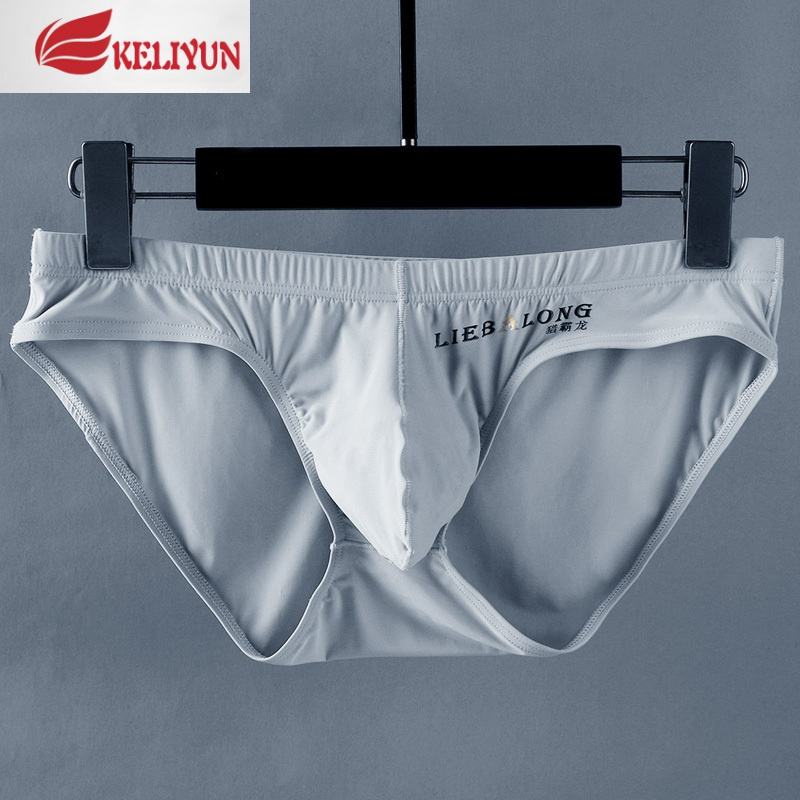 可莉允猎霸龙冰丝三角裤男低腰性感款薄激凸大囊袋速干透气男士内裤