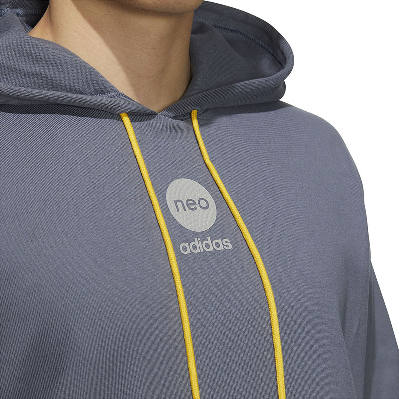 adidasneo字母图案印花宽松连帽短袖t恤男款灰色hm2043