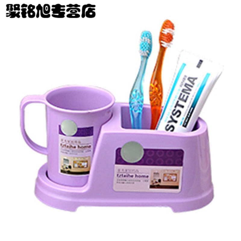 牙刷盒套装创意家用浴室卫生间洗漱牙具漱口杯牙膏杯牙刷架-粉色