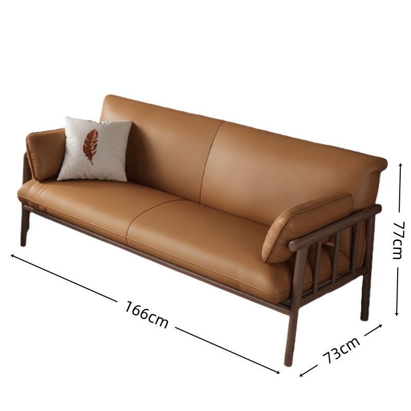 智叶舟实木沙发三人位166*73*77cm张高清大图