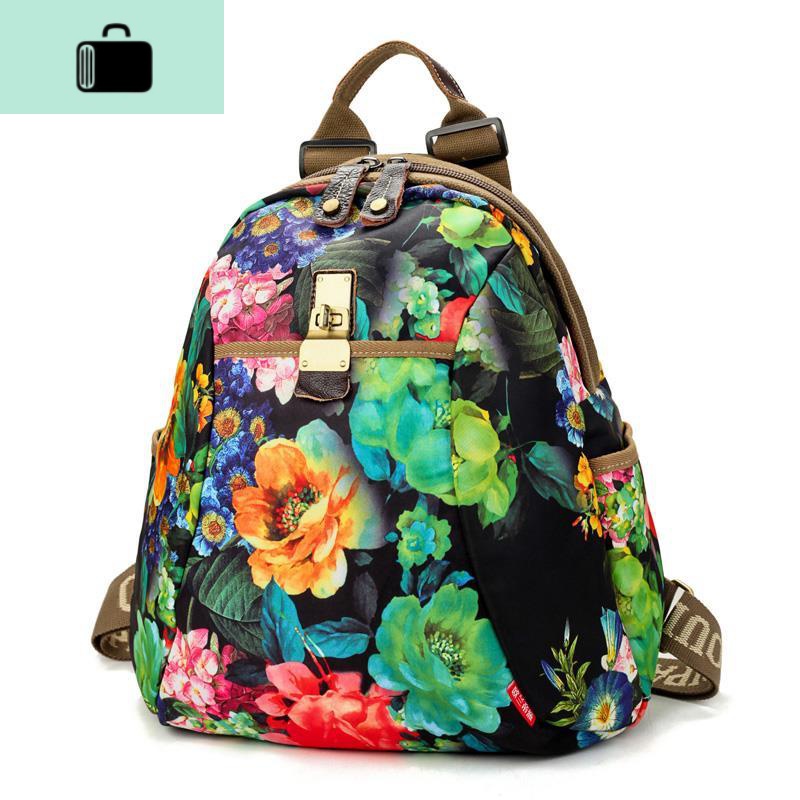 网红ins 2020新款双肩包女牛津布大容量旅行背包韩学生书包妈咪包NEW LAKE高清大图