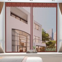 防蚊子纱窗网自粘魔术贴加密拉链纱窗门帘简易可拆卸可|拉链纯咖啡色魔术贴 宽90高150