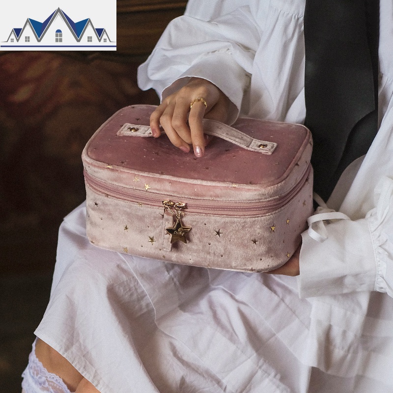 化妆包大容量女ins风超火丝绒手提旅行化妆品收纳包袋洗漱包_3_421高清大图