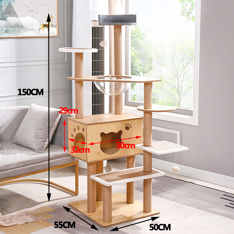 猫爬架猫窝猫树一体太空舱剑麻四季通用夏季小型木质猫跳台猫爪板 B02T 默认尺寸