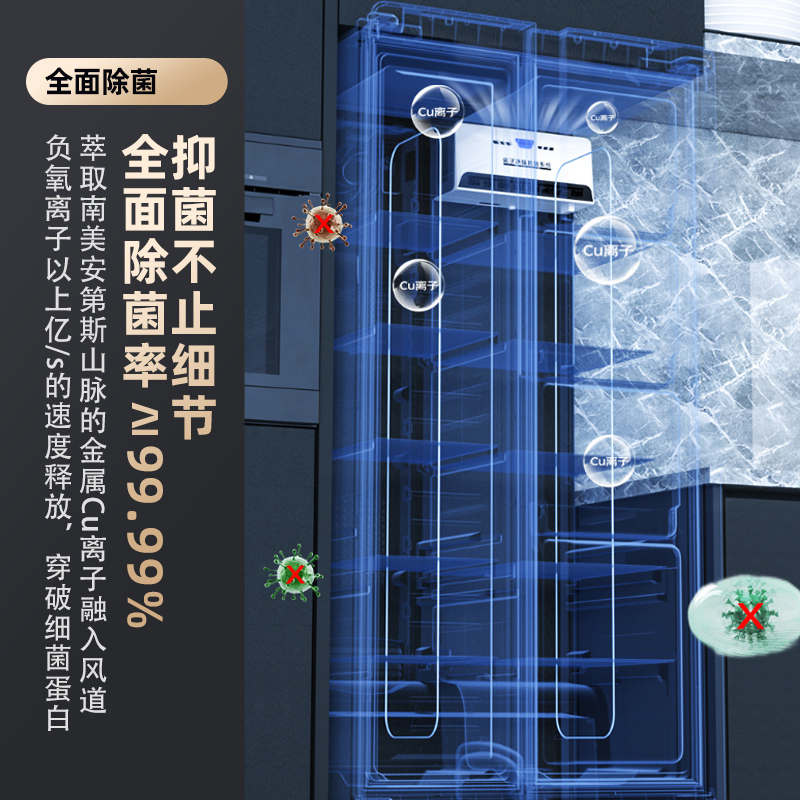 康佳(KONKA) 406升双变频对开门双开门电冰箱 家用风冷无霜超薄大容量除菌净味技术BCD-406WEGT5SP