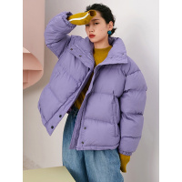 【90%白鸭绒】森宿Y紫色短款羽绒服女冬装2018新款时尚加厚外套潮