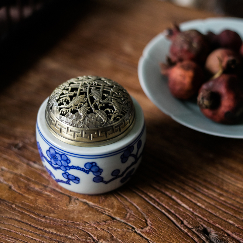 美帮汇梅花香炉香插陶瓷青花仿古檀香盘香炉香座茶道室内供佛熏香香薰炉