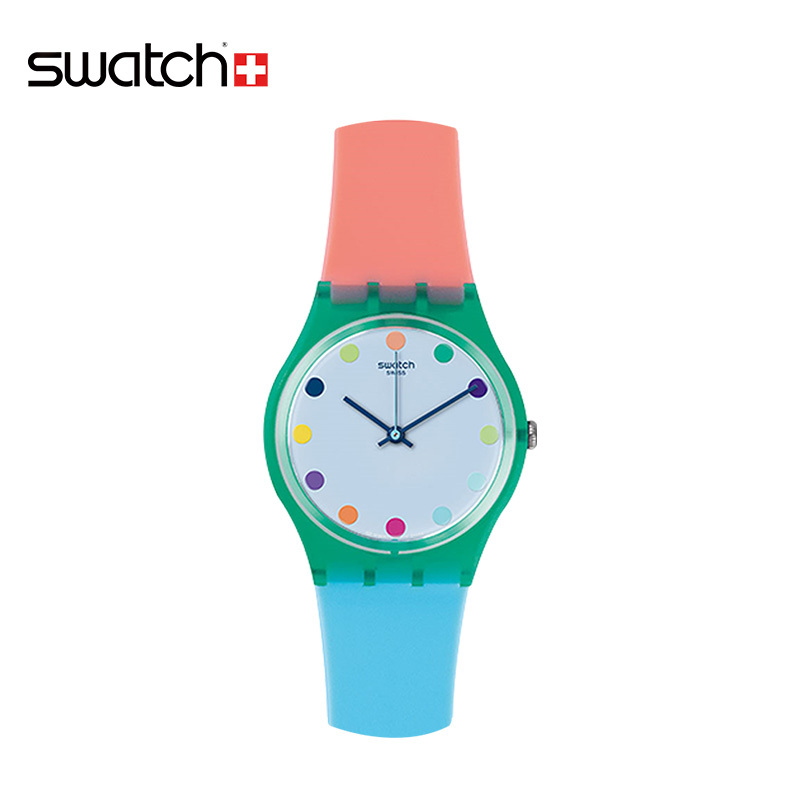 斯沃琪(SWATCH)手表 撞色设计 树脂表带 石英男女通用表 糖果 殿堂GG219