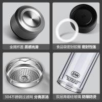 赞高硼硅玻璃杯双层杯耐热防摔杯女随手办公泡茶杯350ml