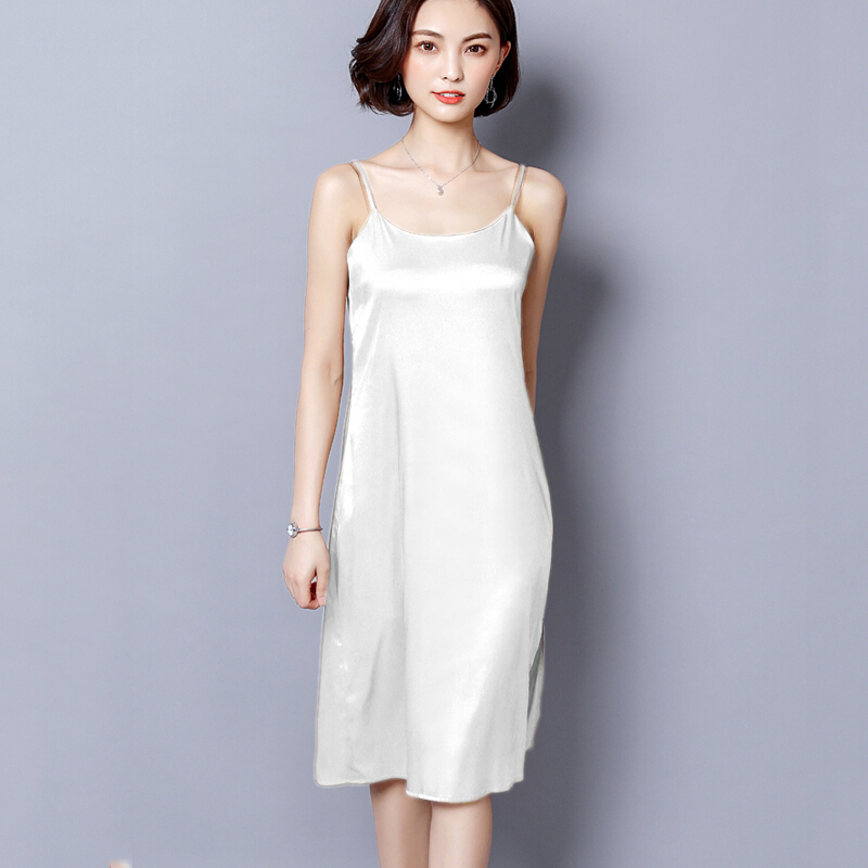 带长款背心女丝绸缎面长打底夏内搭衬裙a字大摆连衣裙子