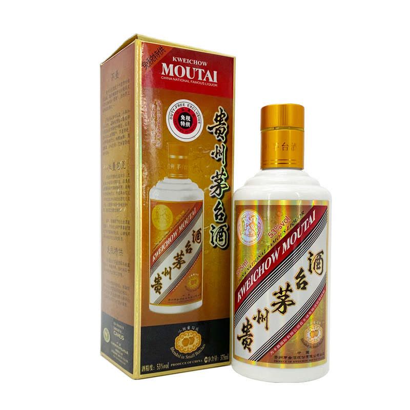 酒别重逢]贵州茅台酒卡慕茅台53度375ml(窄盒)酱香型白酒单瓶装【价格