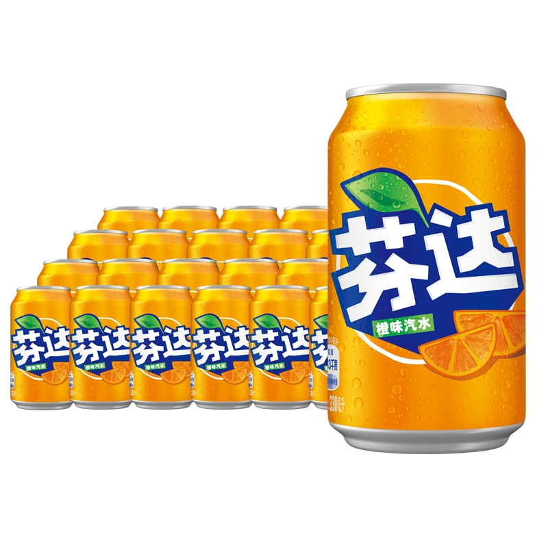 可口可乐出品芬达橙味汽水330ml24罐装整箱碳酸饮料果味饮品听装
