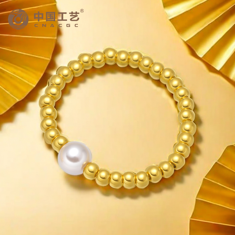 中国工艺白月光珍珠足金戒指0.32克