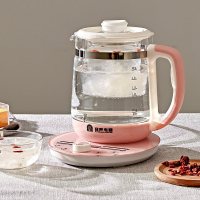 容声养生壶全自动加厚玻璃多功能电热烧水壶花茶大容量煲水壶煮黑茶器煎药1.7L智能迷你保温电煮壶电炖杯 粉色+蛋架+滤网