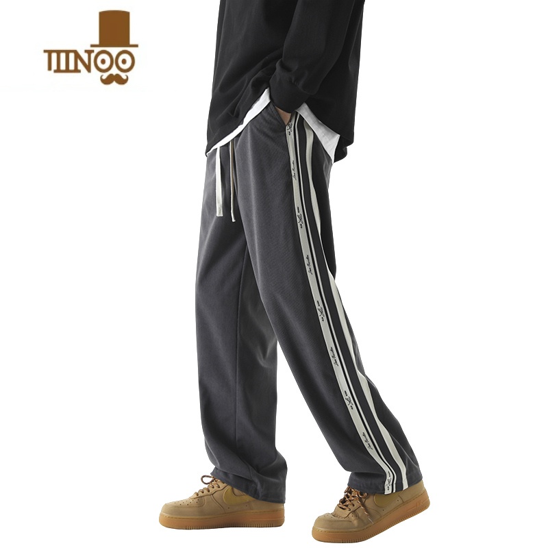 YANXU美式潮牌休闲裤男款vibe风直筒阔腿裤子潮流痞帅高街卫裤高清大图