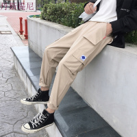 2018春秋季宽松休闲裤潮牌纯色工装裤男韩版潮流九分裤ins束脚裤