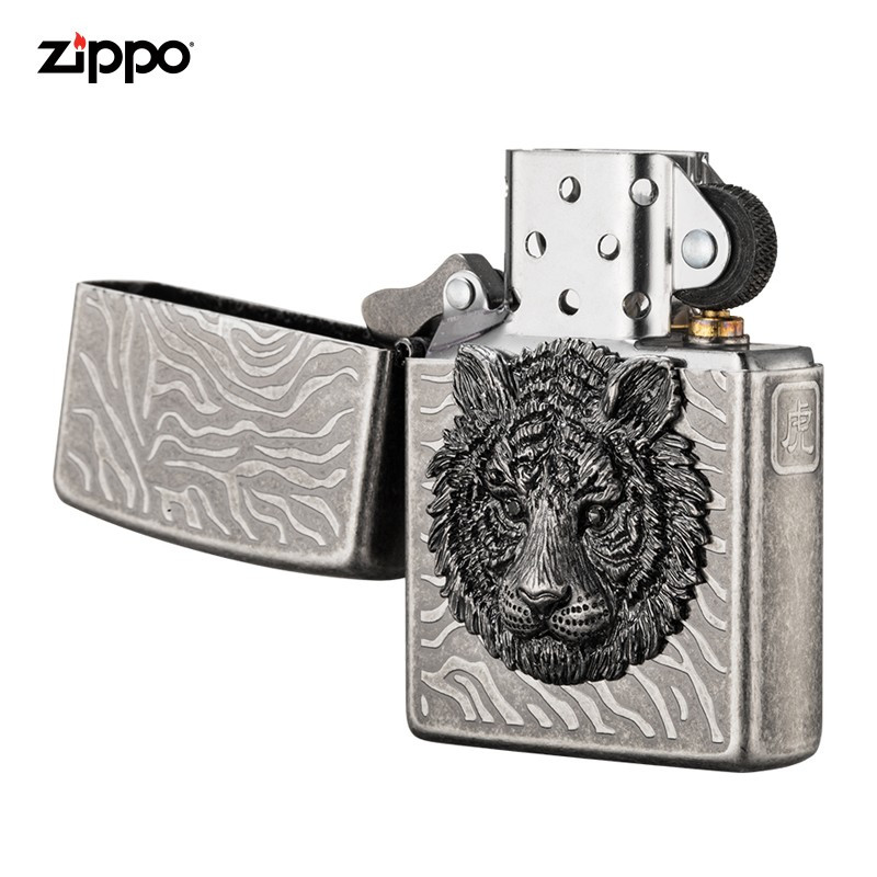 美国ZIPPO打火机 芝宝 虎睛 煤油防风火机 银色款 男士礼品