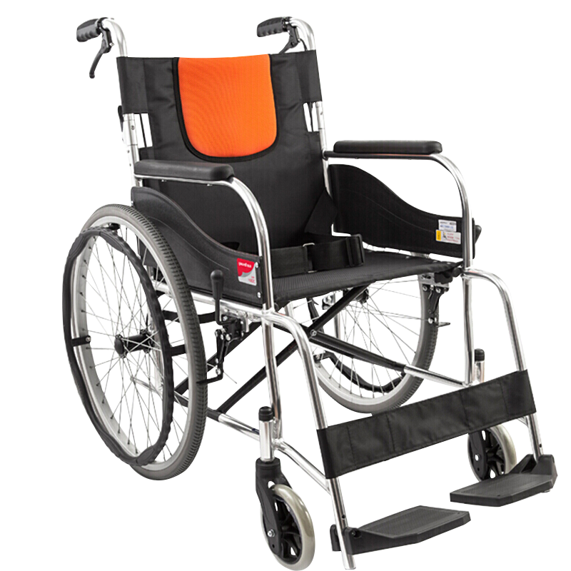 鱼跃轮椅车h062铝合金 轻便可折叠 带手刹 普通轮椅结实耐用助行鱼跃
