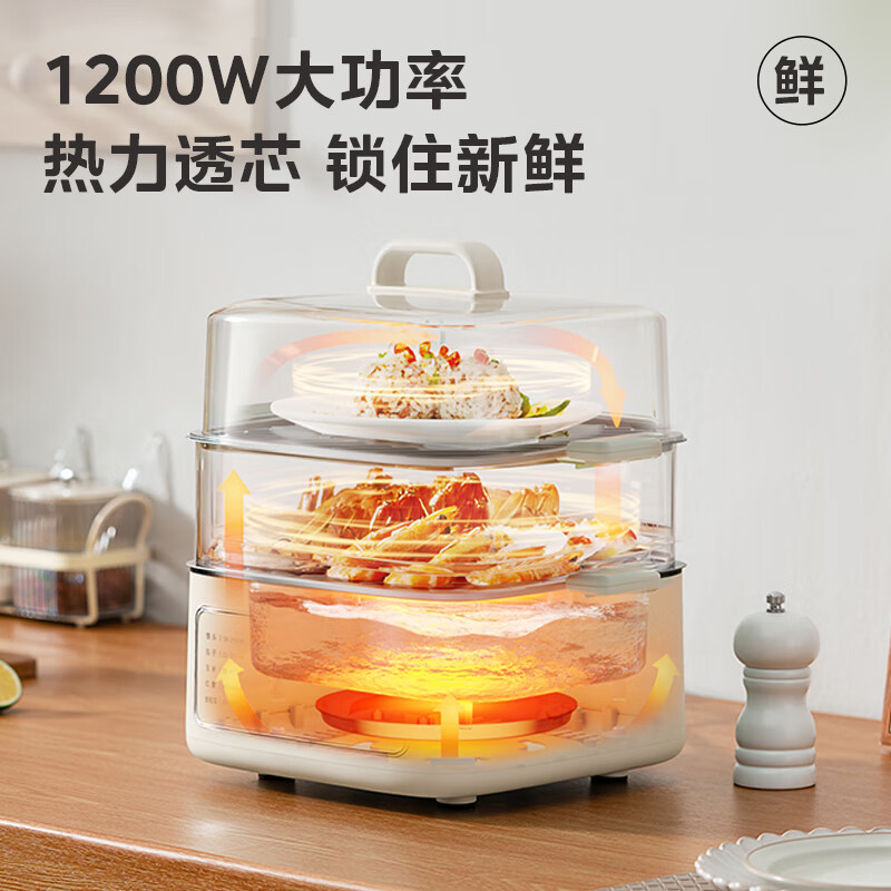 美的(Midea)电蒸锅 电煮锅 电火锅 多功能锅家用电热锅10.8升三层多用途锅 MZ-ZGE2323J52高清大图