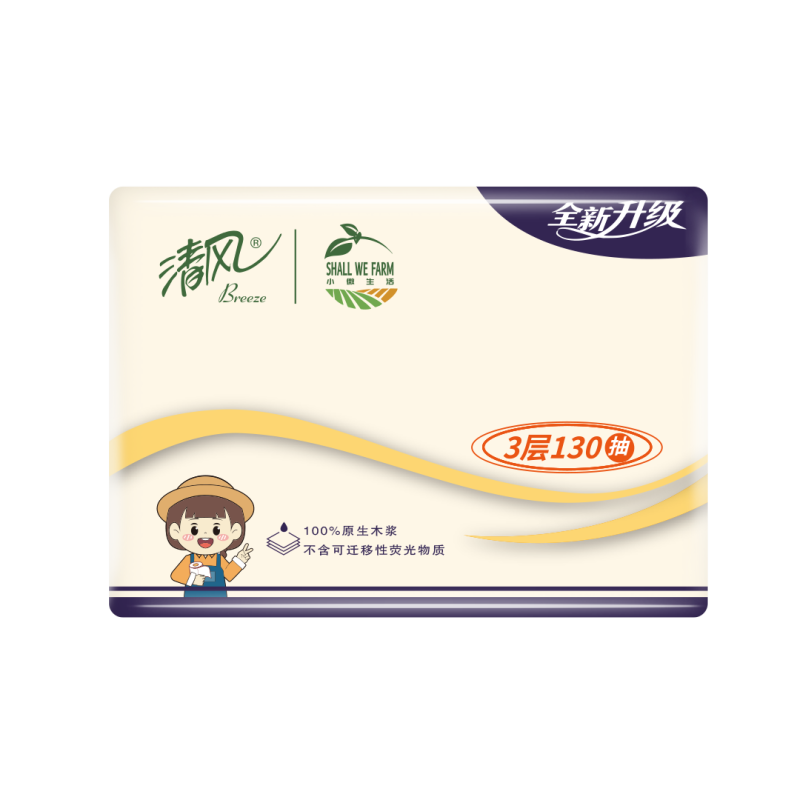 清风小微生活 AR63SZL 软抽纸 195*133 3层130抽*6包*8提(单位:提)