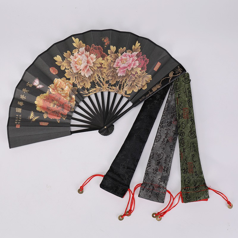 折扇8寸绢布刻印刷古典工艺男女礼品扇子古色古韵中国风 三维工匠 清明清明上河图