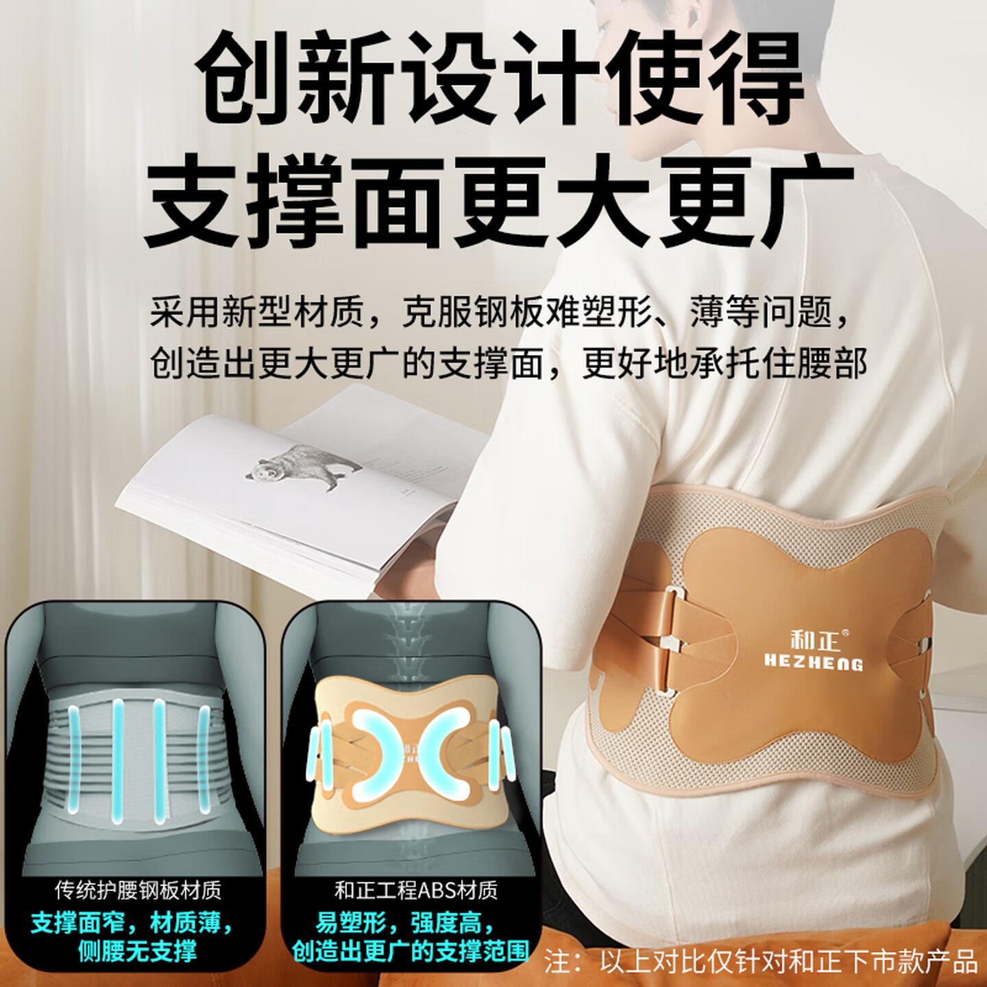 和正腰部支撑运动护腰轻薄透气腰托收腹束腰办公室久坐生日礼物送男朋友女朋友实用节日礼品HZ-Y6(S码)高清大图