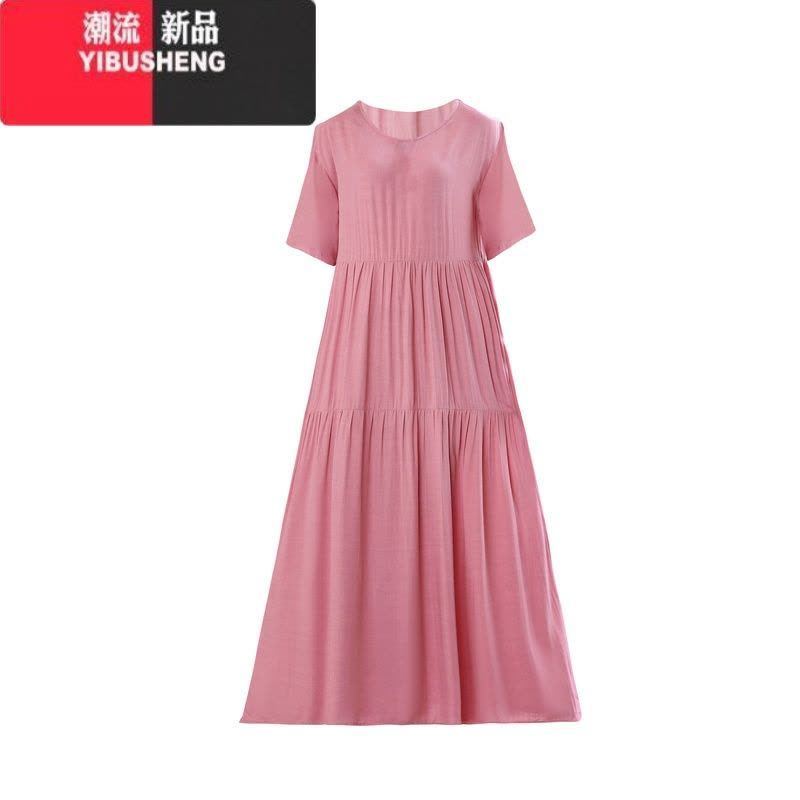 YIBUSHENG2024新款天高端棉绸连衣裙宽松遮肚气质妈妈大码人造棉碎花长裙图片