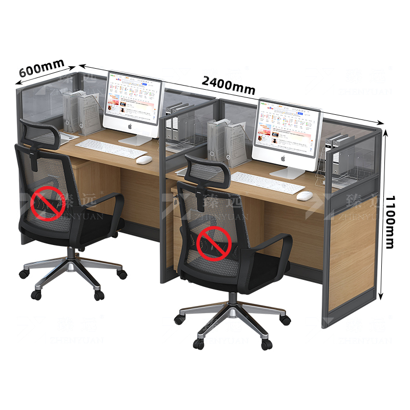 臻远 GWC-002 职员办公桌屏风桌组合员工位电脑桌职员工位 直排双人位高清大图