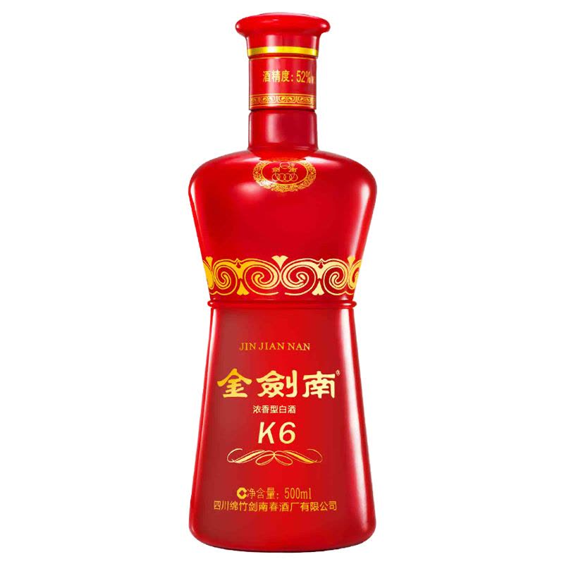 剑南春 金剑南K6 52度 500ml*6瓶 浓香型白酒 整箱装(新老包装随机发)图片