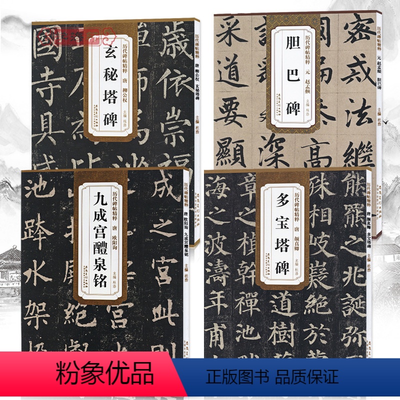 [正版]共4本柳公权玄秘塔碑赵孟頫胆巴碑欧阳询九成宫醴泉铭颜真卿多宝塔碑历代原碑帖杜浩毛笔字帖临摹籍安徽美术出版社