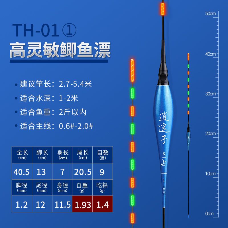 电子漂夜光漂水洗无影鲫鱼漂高灵敏超亮醒目夜钓大物纳米浮漂 TH-01 1号吃铅1.4g高灵敏