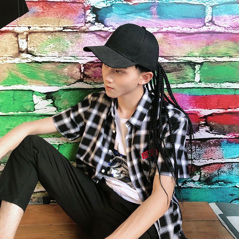 黑人个性嘻哈带脏辫鸭舌帽假发男女潮流歌手酒吧欧美假辫子扎马尾单独