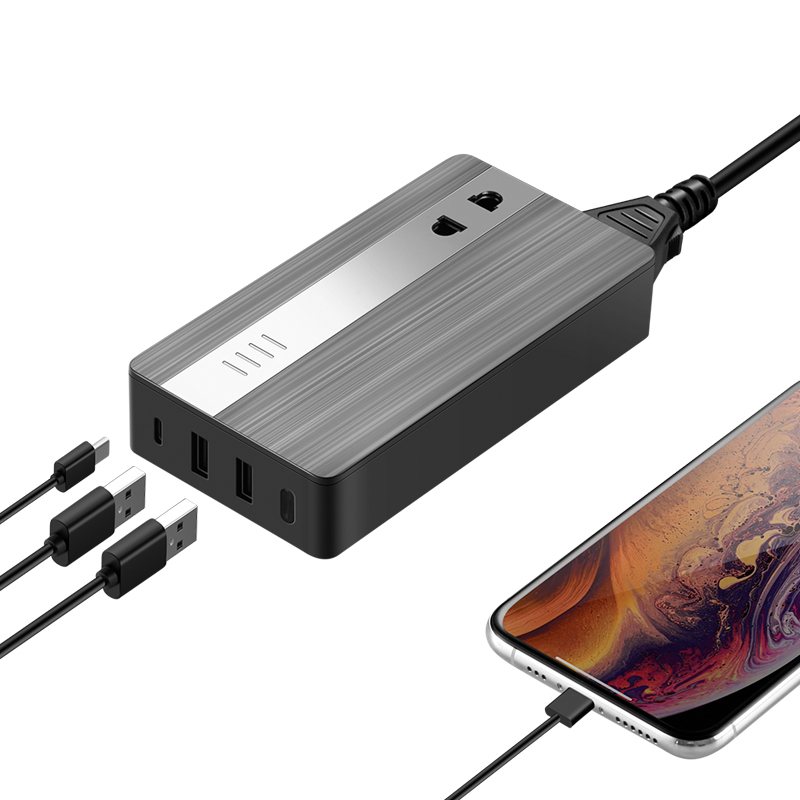 aigo爱国者TM1305混合充移动电源 充电宝 电源适配器转换器2口usb type-c接口 黑色