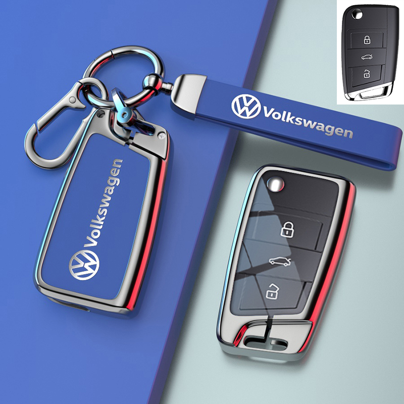 【补贴10%】23款途观L钥匙套大众朗逸宝来迈腾速腾探歌途昂x途岳帕萨特车壳 B款蓝色金属标金属标扣